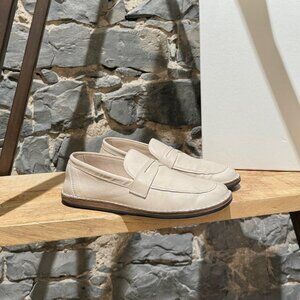 The Row Ivory Leather Cara Loafers
